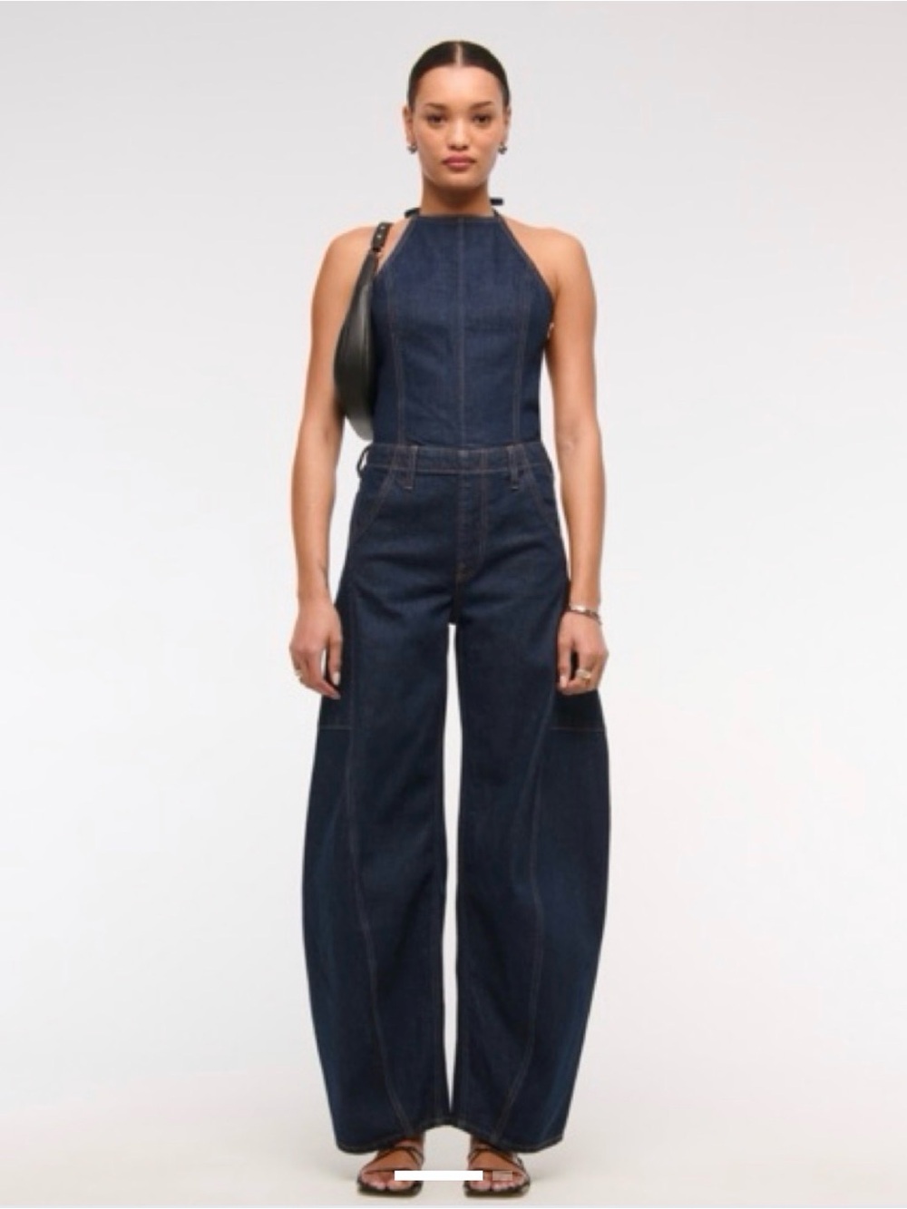 Abercrombie & Fitch Indigo Wide-Leg Denim Jumpsuit